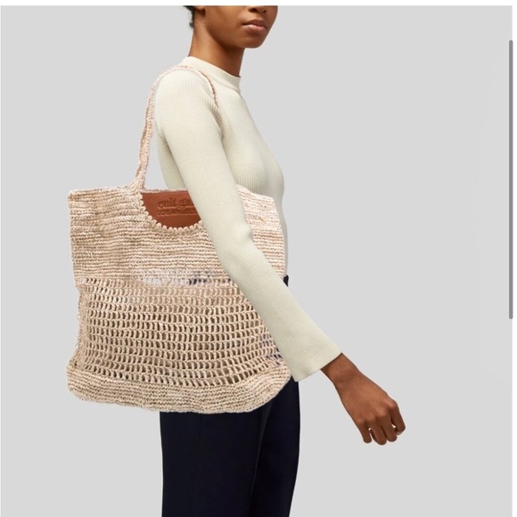 cult gaia Handbags - Cult Gaia Beige Woven Shoulder Bag